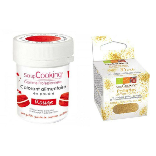 Scrapcooking - Colorant alimentaire Rouge + paillettes dorées Scrapcooking  - Scrapcooking