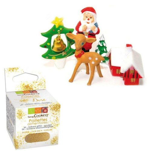 Kits créatifs Scrapcooking Décoration pour gâteaux de Noël + paillettes dorées