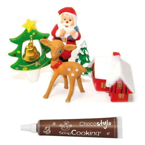 Scrapcooking - Décoration pour gâteaux de Noël + Stylo chocolat Scrapcooking  - Decoration gateau