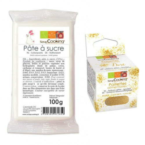 Scrapcooking - Pâte à sucre blanche 100 g + paillettes dorées Scrapcooking  - Kits créatifs