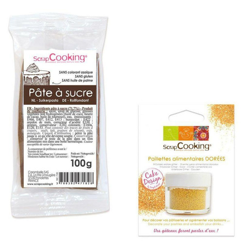 Scrapcooking - Pâte à sucre marron 100 g + paillettes dorées Scrapcooking  - Kits créatifs