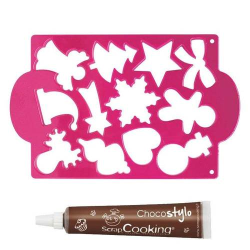 Scrapcooking - Plaque découpoirs à biscuits Noël + 1 Stylo chocolat Scrapcooking  - Scrapcooking