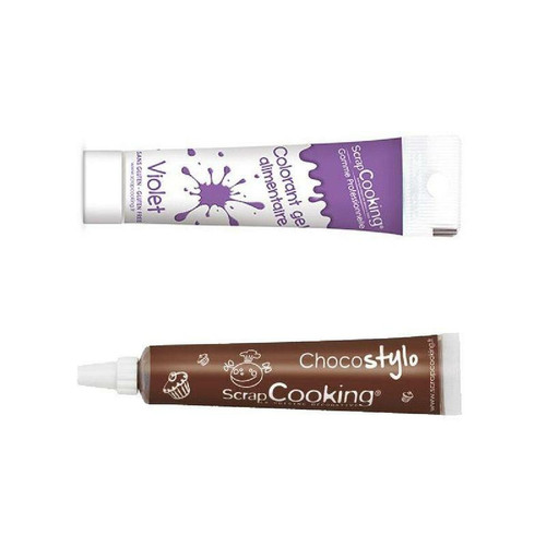Scrapcooking - Stylo chocolat + Colorant alimentaire en gel violet Scrapcooking  - Jeux & Jouets