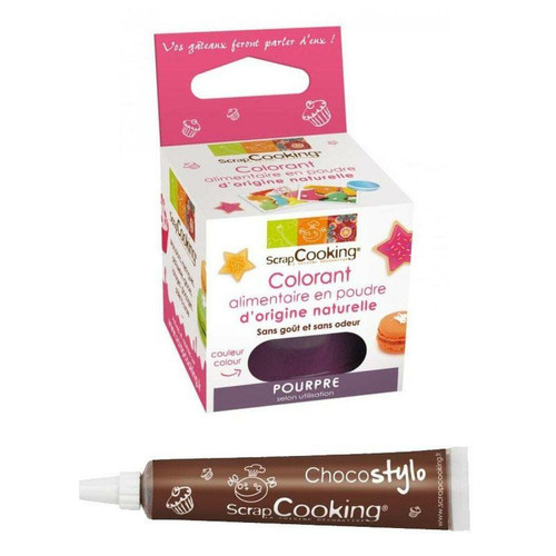 Scrapcooking - Stylo chocolat + Colorant alimentaire naturel Pourpre Scrapcooking  - Jeux & Jouets