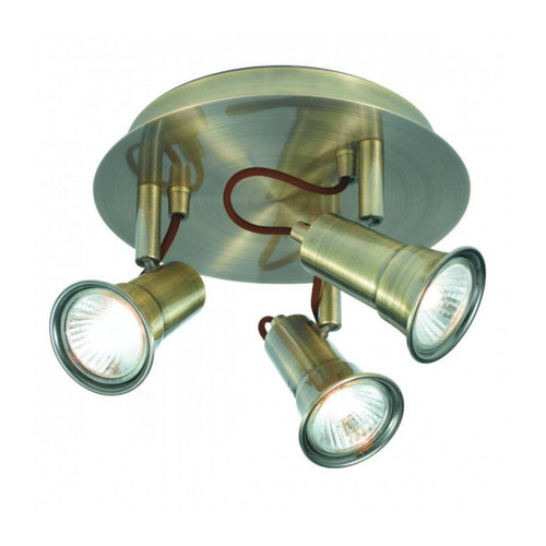 Searchlight - Spot de Plafond Ajustable à 3 Lumières, Laiton Antique, GU10 Searchlight  - Spots Searchlight