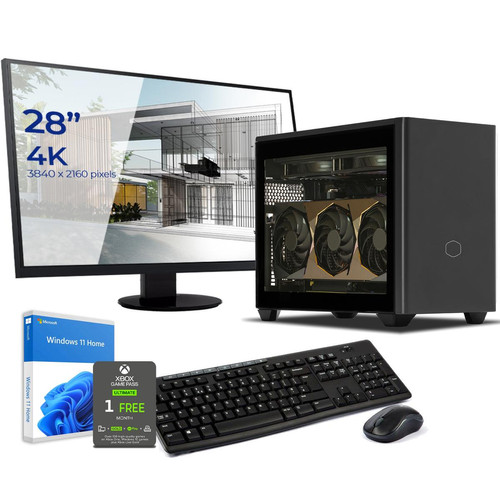 Sedatech - Pack Mini-PC Pro Gaming Watercooling • AMD Ryzen 9 5900X • RTX4070 • 64 Go RAM • 2To SSD M.2 • Windows 11 • Moniteur 28" - PC Fixe Gamer 64 go
