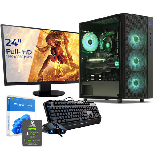 Sedatech - Pack PC Gaming • AMD Ryzen 7 5700X • RTX3060 • 16 Go RAM • 1To SSD M.2 • 2To HDD • Windows 11 • Moniteur 24" - Ordinateur de Bureau Pc tour + ecran