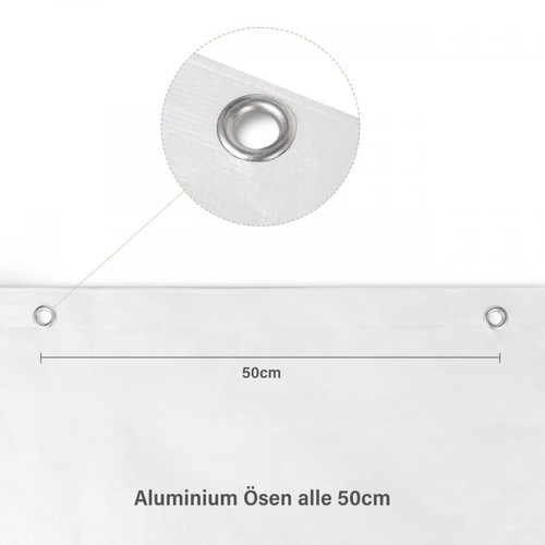 Plaque polyester Sekey Bâche en tissu, imperméable et indéchirable, 4X5 m, 200 g/m² PE, Blanc