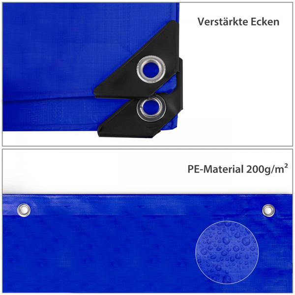 Sekey Sekey Bâche en tissu, imperméable et indéchirable, 4X5 m, 200 g/m² PE, Bleu