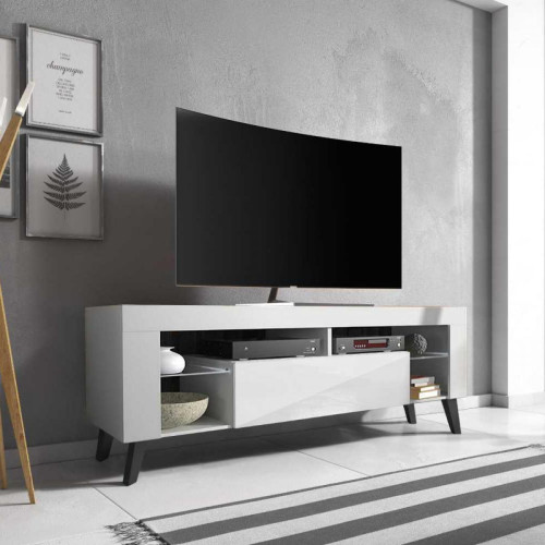 Selsey - Meuble TV - HugoB - 140 cm - blanc mat / blanc brillant - Meubles TV, Hi-Fi Rectangulaire