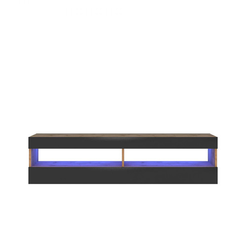 Selsey Meuble tv - VIANSOLA - 100 cm - chêne lancaster / noir brillant - éclairage LED