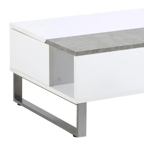 Tables basses SELSEY Table basse - KOSTRENA - 110x60 cm -  blanc / béton