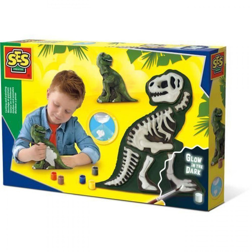 SES Creative - SES CREATIVE - 14206 - Moulage et peinture - T-Rex avec squelette SES Creative  - Jeux de société
