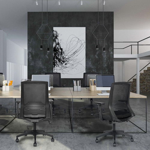 SEVEN COMFORT Fauteuil de bureau avec hauteur réglable, chaise de bureau ergonomique avec dossier inclinable, siège de bureau en maille, accoudoir 3D réglable et soutien lombaire (noir)