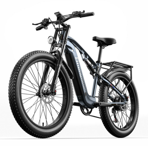 SHENGMILO - BAFANG Shengmilo 1000W moteur vélo électrique suspension complète vélo électrique 48V 17,5Ah batterie Li-ion amovible 7 vitesses Shimano Gear 26 pouces gros pneu vélo électrique adulte MX05 gris SHENGMILO  - Vélos électriques Vélo électrique