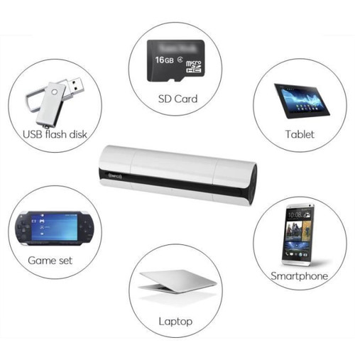Shopinnov Enceinte Bluetooth sans fil Micro integre NFC Technologie son 3D Radio FM Port carte SD Modele Blanc 230 x 62 x 62mm