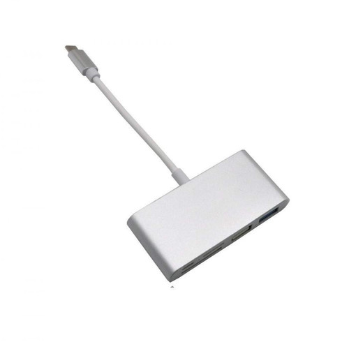 Shot Adaptateur 5 en 1 Type C pour HUAWEI Mediapad M6 Smartphone Lecteur de cartes SD TF USB 2.0 3.0 Micro USB (GRIS)
