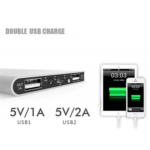 Shot Batterie Externe Plate pour SONY Xperia 1 II Smartphone Tablette Chargeur Power Bank 6000mAh 2 Port USB (ARGENT)