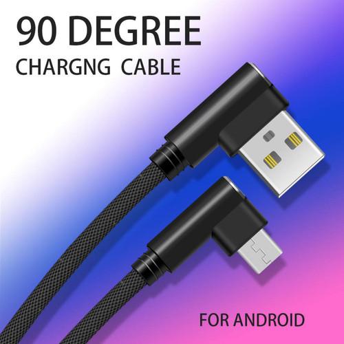 Shot - Cable Fast Charge 90 degres Micro USB pour SAMSUNG Galaxy A10 Smartphone Android Recharge Chargeur (NOIR) Shot - Câble antenne