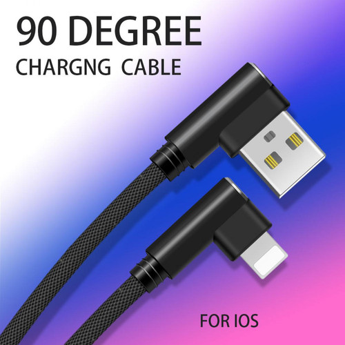 Shot - Cable Fast Charge 90 degres pour IPHONE 11 Lightning APPLE Recharge Chargeur (NOIR) - Câble Lightning