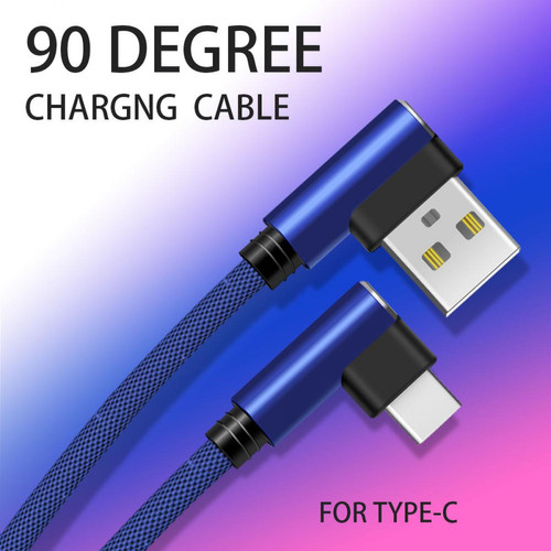 Shot - Cable Fast Charge 90 degres Type C pour SAMSUNG Galaxy NOTE 10+ Smartphone Android Recharge Chargeur (BLEU) Shot  - Câble et Connectique