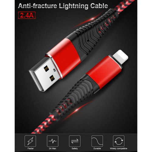 Shot - Cable Fast Charge Flexible pour Airpods Lightning APPLE Recharge Rapide Chargeur (NOIR) Shot  - Câble Lightning