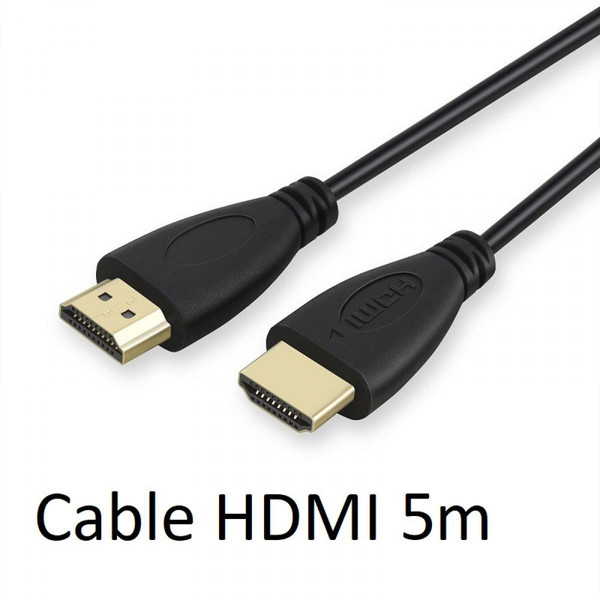 Câble antenne Shot Cable HDMI Male 5m pour Mac et PC Console Gold 3D FULL HD 4K Television Ecran 1080p Rallonge (NOIR)