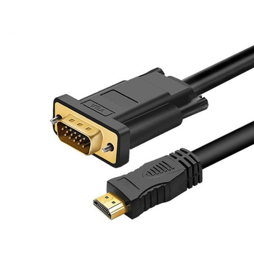 Shot - Cable HDMI Male Vers VGA Male pour Retroprojecteur Adaptateur Gold FULL HD PC Ecran 1080p (NOIR) Shot  - Cable vga male