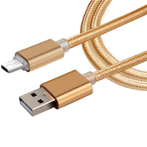 Shot - Cable Metal Nylon Pour ALCATEL 1B Android Chargeur USB/Micro USB 1,5m Tresse (OR) Shot  - Shot