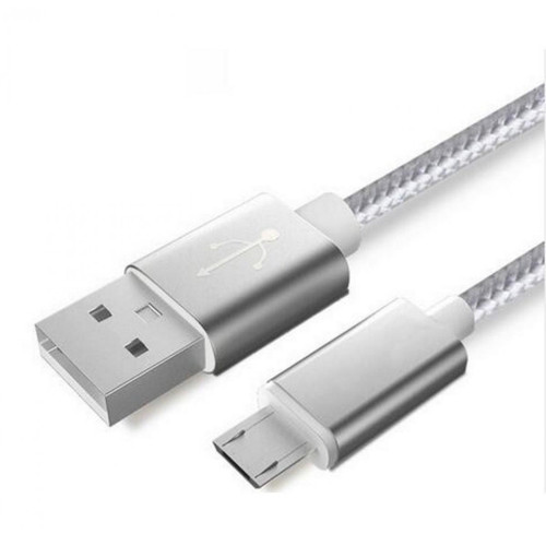Shot - Cable Metal Nylon pour "WIKO Y81" Android Chargeur USB/Micro USB 1,5m Tresse (ARGENT) Shot  - Câble et Connectique