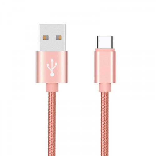 Shot - Cable Metal Tresse Type C pour SAMSUNG Galaxy S20+ Chargeur USB 1m Reversible Syncronisation Nylon (ROSE) Shot  - Câble antenne