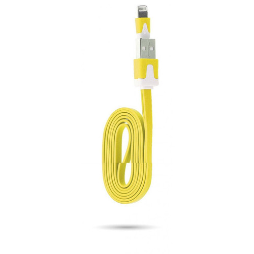 Shot - Cable Noodle 1m pour "IPHONE 12 Pro" LightningChargeur USB IPHONE (JAUNE) Shot  - Câble Lightning