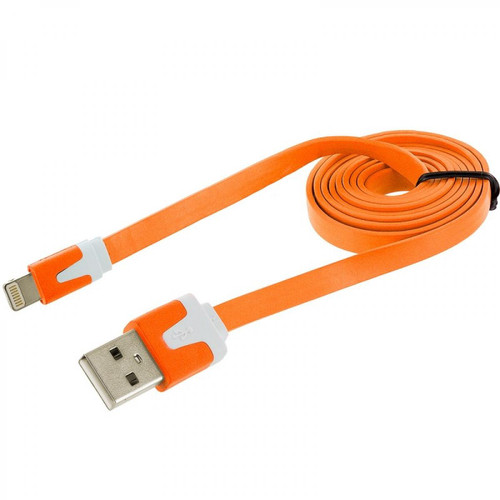 Shot - Cable Noodle 1m pour IPHONE 8+ PLUS Lightning APPLE Chargeur USB IPHONE (ORANGE) Shot  - Shot