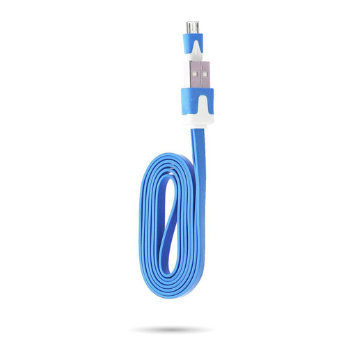 Câble antenne Shot Cable Noodle 1m pour JBL Flip 4 Micro USB Chargeur Android (BLEU)