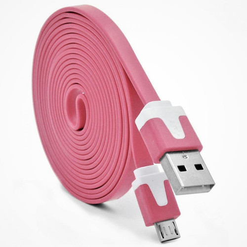 Shot - Cable Noodle 3m pour Ultimate Ears MEGABOOM 3 Micro USB 3 Metres Chargeur USB Smartphone Android (ROSE) Shot  - Shot