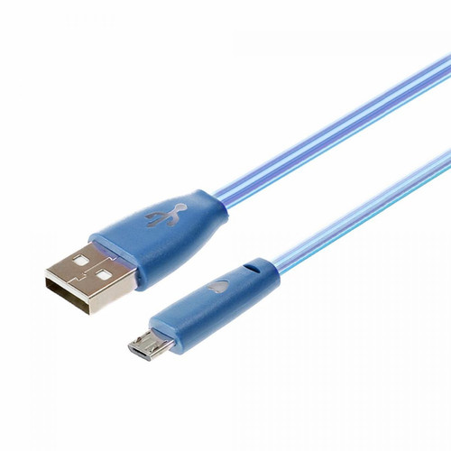 Shot - Cable Smiley Micro USB pour ALCATEL 1B LED Lumiere Android Chargeur USB Smartphone (BLEU) Shot  - Câble antenne