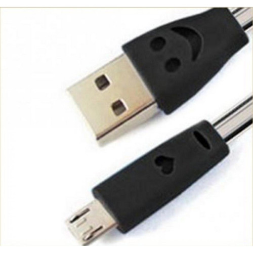 Shot - Cable Smiley Micro USB pour JBL GO 2 LED Lumiere Android Chargeur USB Smartphone (NOIR) Shot  - Câble et Connectique
