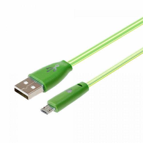 Shot - Cable Smiley Micro USB pour WIKO Y80 LED Lumiere Android Chargeur USB Smartphone (VERT) Shot  - Câble antenne