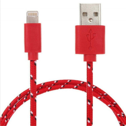 Shot - Cable Tresse 1m Lightning pour IPHONE SE Chargeur USB APPLE Lacet Fil Nylon (ROUGE) Shot  - Câble Lightning