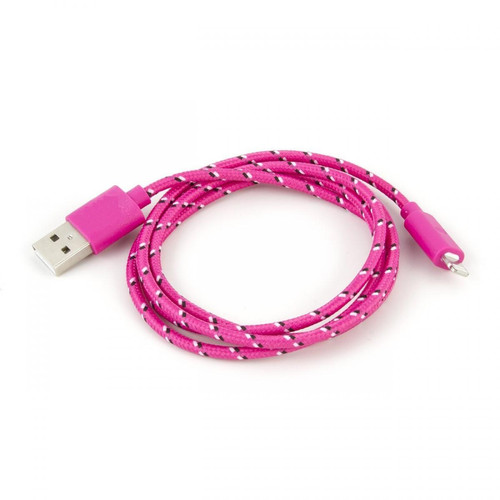 Shot - Cable Tresse 1m Lightning pour IPHONE X Chargeur USB APPLE Lacet Fil Nylon (ROSE) Shot  - Câble Lightning