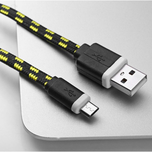 Shot - Cable Tresse 1m Micro USB pour Manette Xbox One Smartphone Android Chargeur USB Lacet Fil Nylon (NOIR) Shot  - Joystick