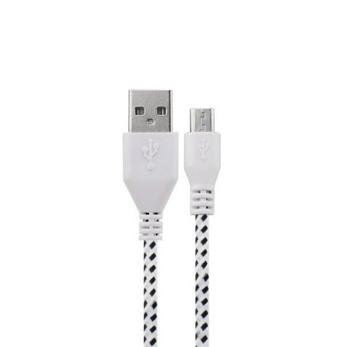 Câble antenne Shot Cable Tresse 1m Micro USB pour SONY Xperia XA Ultra Smartphone Android Chargeur USB Lacet Fil Nylon (BLANC)