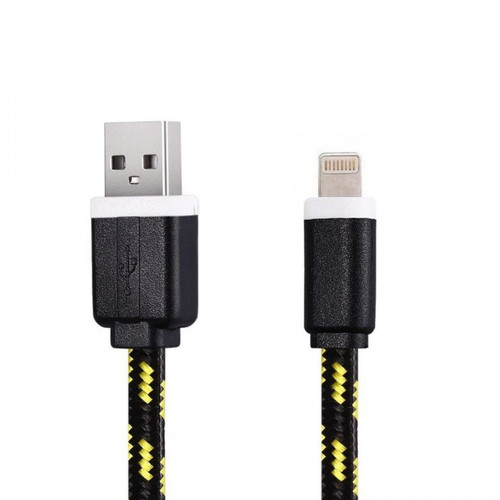Shot - Cable Tresse 1m pour IPHONE 8 PLUS (+) Chargeur Lighting USB APPLE Tissu Lacet Fil Nylon (NOIR) - Stylet