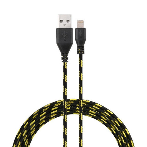 Shot - Cable Tresse 3m pour IPHONE 8 PLUS (+) Chargeur Lighting USB APPLE Tissu Lacet Fil Nylon (NOIR) Shot  - Accessoire Tablette