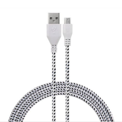 Shot - Cable Tresse pour JBL CLIP 3 3m Chargeur Micro USB Tissu Lacet Fil Nylon (BLANC) Shot  - Câble et Connectique
