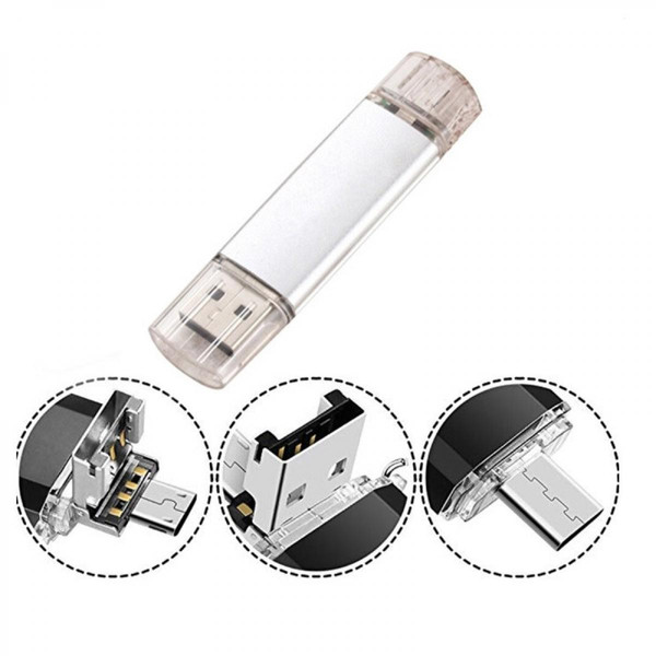 Clés USB Shot Clef USB 8Go 3 en 1 pour SAMSUNG Galaxy A50 Smartphone & PC Type C Micro USB Cle Memoire 8GB (ARGENT)