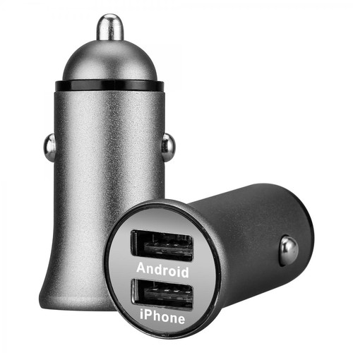 Shot - Double Adaptateur Metal Allume Cigare USB pour "IPHONE 12" Prise Double 2 Ports Voiture Chargeur (ARG Shot  - Chargeur allume cigare Chargeur Voiture 12V