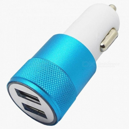 Shot - Double Adaptateur Prise Allume Cigare USB pour "IPHONE 12 Mini"2 Ports Voiture Chargeur Couleurs (BLEU) Shot  - Chargeur Voiture 12V