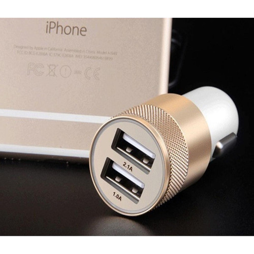 Shot - Double Adaptateur Prise Allume Cigare USB pour "IPHONE 14 Pro Max"2 Ports Voiture Chargeur Universel Couleurs (OR) Shot - Chargeur iPhone Accessoires et consommables