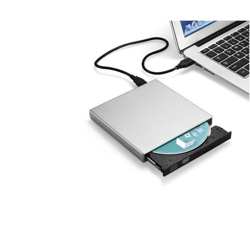 Enregistreur DVD Shot Lecteur/Graveur CD-DVD-RW USB pour Mac et PC Branchement Portable Externe (ARGENT)